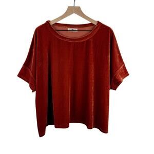 Natural Life Size XL Burnt Orange Boxy Velvet Boho Blouse Shirt